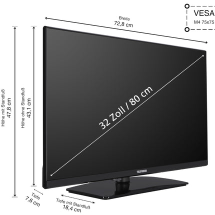 Telefunken TV 32-tolline nutiteler VIDAA XF32VP750M Full HD teler, HDR-teler integreeritud kolmekordse tuuneriga, LED-teler must