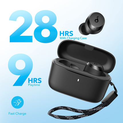 Soundcore by Anker A20i True Wireless kõrvaklapid, juhtmevabad Bluetooth kõrvaklapid, Bluetooth 5.3, 28-tunnine mänguaeg, veekindlad, 2 mikrofoni tehisintellektiga, kõrvaklappe saab kasutada eraldi (must) (uuendatud)