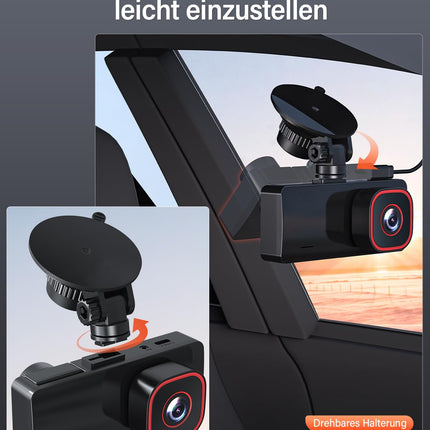 Bestsee 1080P autokaamera esi-, taga- ja sisemusest 64 GB SD-kaardiga, parkimiskaamera, liikumistuvastus, infrapunane öönägemine, G-andur, tsükkelsalvestus, WDR, vaatenurk (170°+150°+150°)