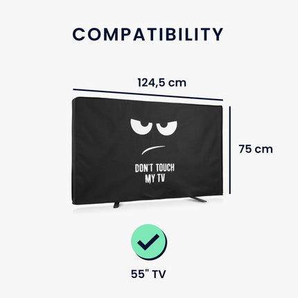 kwmobile compatible with 55" TV Outdoor TV Cover - TV Case Screen Protector - Weatherproof - White Black Don't Touch My TV