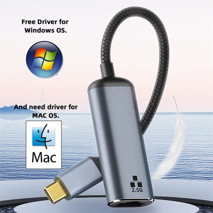 NFHK USB-C Type-C USB 3.1 kuni 2500 Mbps 2.5 Gbps GBE gigabitise Etherneti võrgu LAN-kaabliadapter sülearvutile