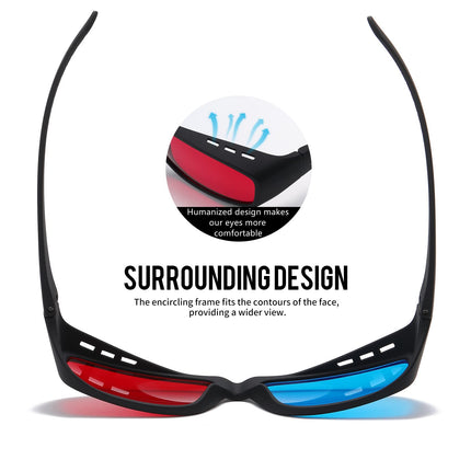 AoHeng punased sinised/tsüaansinised 3D anaglüüfiprillid 3D-filmide ja koomiksite jaoks, suur raam, selged, heledamad (2 tk)