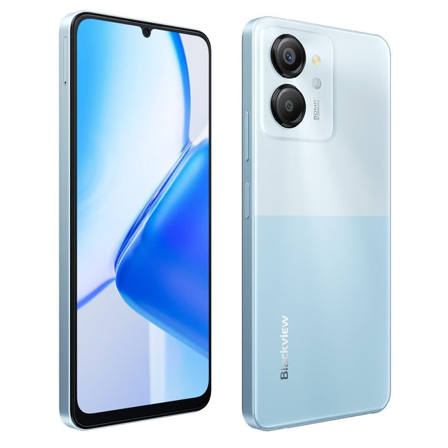 Blackview Color 8 nutitelefon lukustamata, 16 GB + 128 GB, 6,75" FHD+ 90 Hz, 50 MP + 8 MP kaamera, 6000 mAh aku, kolm kaardipesa, Android 13 mobiiltelefon, Smart-K Box kõlar, GPS, sinine