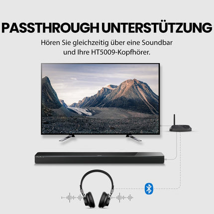 Avantree HT5009 Plus – juhtmevabad kõrvaklapid teleri ja televisiooni jaoks, Qualcomm Bluetooth 5.3 kõrvaklapid aptX Adaptive'iga, selge hääl seenioridele, signaali edastamine, eraldi laadimisjaam, 50 tundi mänguaega