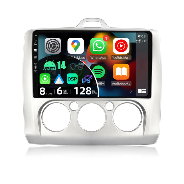 JOYX - [6G+128G] - Android 13 autoraadio sobib Ford Focusele (2004-2011) - Juhtmevaba Carplay/Android Auto - Mikrofonita kaamera - IPS 9 tolli - 2 DIN - Sisseehitatud DSP - SWC WiFi DAB Kiire käivitusega 360-kaamera
