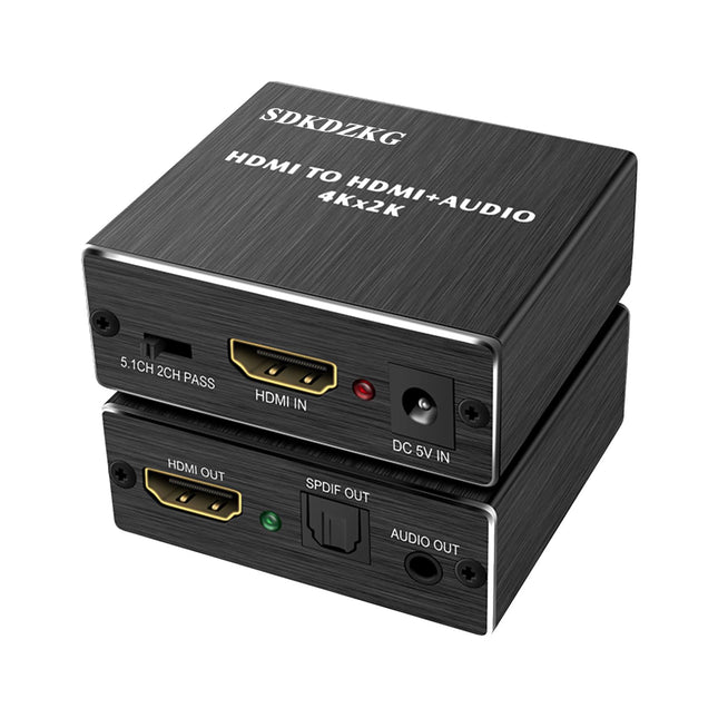 SDKDZKG 4K x 2K HDMI Audio Extractor Splitter, HDMI to HDMI Audio and Optical TOSLINK SPDIF Audio Converter Adapter with 3.5mm Stereo Audio Splitter Adapter, Black SDK-A78