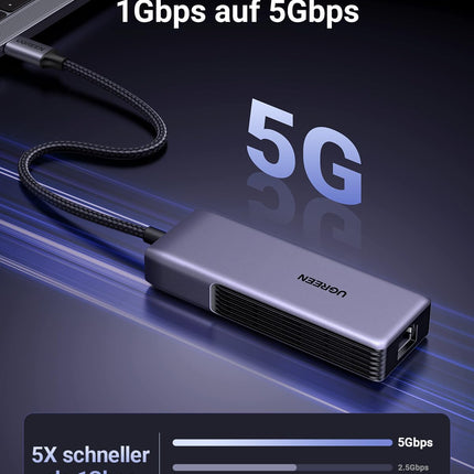 UGREEN 5Gbps USB C LAN-adapter Etherneti adapter 5000Mbps RJ45 võrguadapter, mis ühildub NAS-i, MacBook Pro M4, Mac mini M4, XPS-i jne-ga.