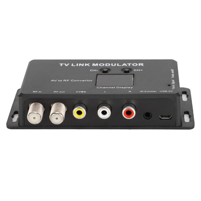 Dpofirs UHF modulaator, TM70 UHF TV LINK modulaator AV-RF muundur IR-pikendaja kanalite kuvamisega, modulaator modulaator AV-RF muundur IR-pikendaja, toetab PAL/NTSC-d USB laadimiskaabliga