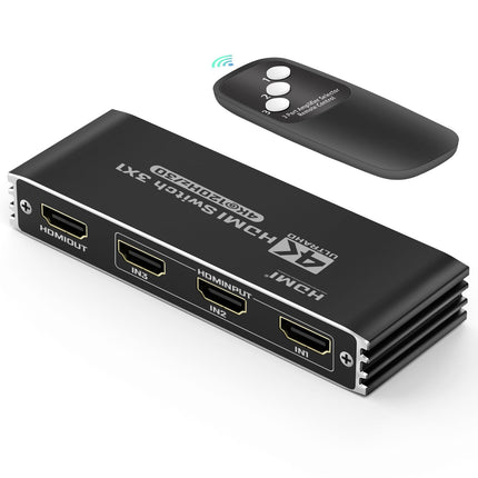 HDMI-lüliti 3 sisse 1 väljund 4K@120Hz HDMI-jaotur Automaatne 4K HDMI-jaotur kaugjuhtimispuldiga, HDMI-lüliti toetab 40Gbps Dolby HDCP2.3 3D HDR-i VR-i, Fire TV, Stick UHD TV, PS4, Xbox DVD, Blu-Ray jaoks