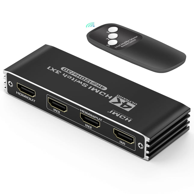 HDMI-lüliti 3 sisse 1 väljund 4K@120Hz HDMI-jaotur Automaatne 4K HDMI-jaotur kaugjuhtimispuldiga, HDMI-lüliti toetab 40Gbps Dolby HDCP2.3 3D HDR-i VR-i, Fire TV, Stick UHD TV, PS4, Xbox DVD, Blu-Ray jaoks