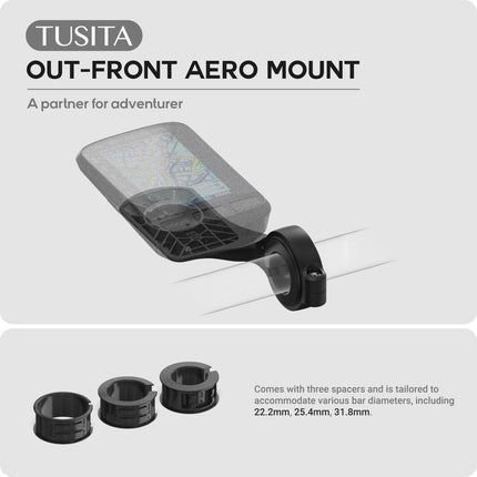 TUSITA Aero Out esikinnitus, mis ühildub Wahoo ELEMNT ROAM V1 V2 GPS-rattakompuutriga