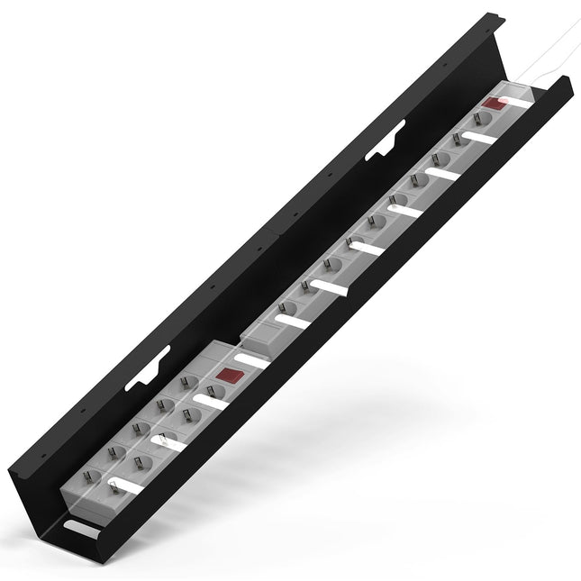 iVengo® XL kaablikanali laud TÜV-testitud [2x50cm] ideaalse kaablihalduslaua jaoks - avar kaabli marsruutimislaud [2 tk komplekt] - vastupidav ja nutikas kaablikanali laud - must