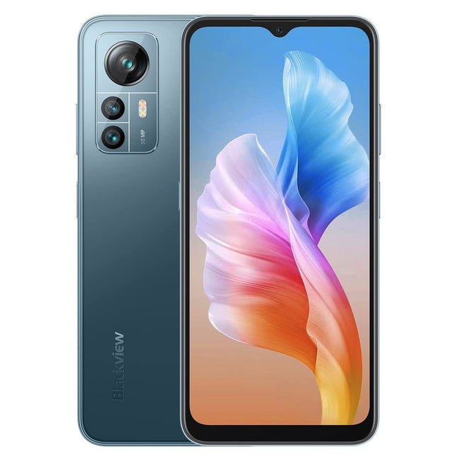 Blackview A85 lukustamata mobiiltelefon, 50MP + 8MP kaamera, 8GB + 128GB, 6,5" HD+ 90Hz, 18W kiirlaadimine, kahe SIM-kaardiga Android 12 nutitelefon, 3 kaardipesa (2 SIM-kaarti + 1 TF-kaart), sõrmejäljelugejaga GPS, NFC, sinine