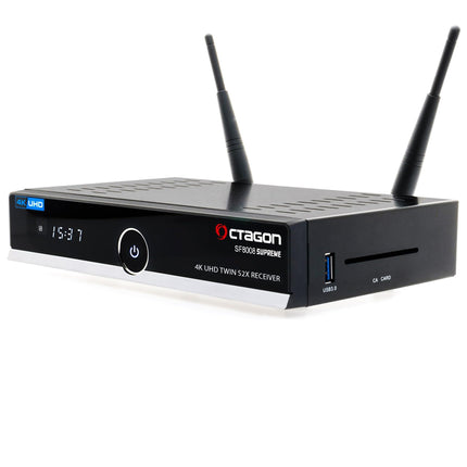 Octagon SF8008 UHD 4K Supreme Twin Sat Receiver, 2x DVB-S2X tuner, E2 Linux &amp; Define OS, with recording function, M.2 M Key, Gigabit LAN, Bluetooth, card reader, Sat to IP, multistream, WiFi WLAN