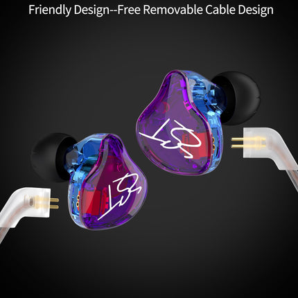 keephifi KZ ZST juhtmega KZ IEM kõrvaklapid mikrofoniga, 1BA + 1DD HiFi kõrvasisesed kõrvaklapid, mürasummutus, juhtmega, stereobass, trummar (lilla, mikrofoniga)