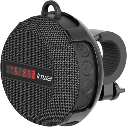 Inwa Bluetooth Bicycle Speaker Portable, 5w8H IPX7 Equipped with Bike Stand, Carabiner Hook, Built-in Microphone, TF Card Mode, 480 Min Playtime (Speed ​​Display)