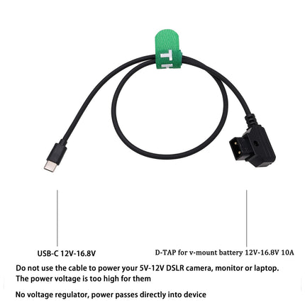 HangTon D-Tap USB-C 14.8V toitekaabel DJI Focus Pro mootorile, SDR ülekandele, vastuvõtjale ja saatjale, Tilta Nucleus Nano II juhtmevabale teravustamismootorile, 45cm