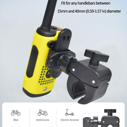 HYS jalgratta/mootorratta/auto/veoauto raadio nupukinnitusega walkie-talkie hoidik, mis ühildub Baofeng UV5R Kenwood Midland Motorola Tlkr kahesuunalise raadioga