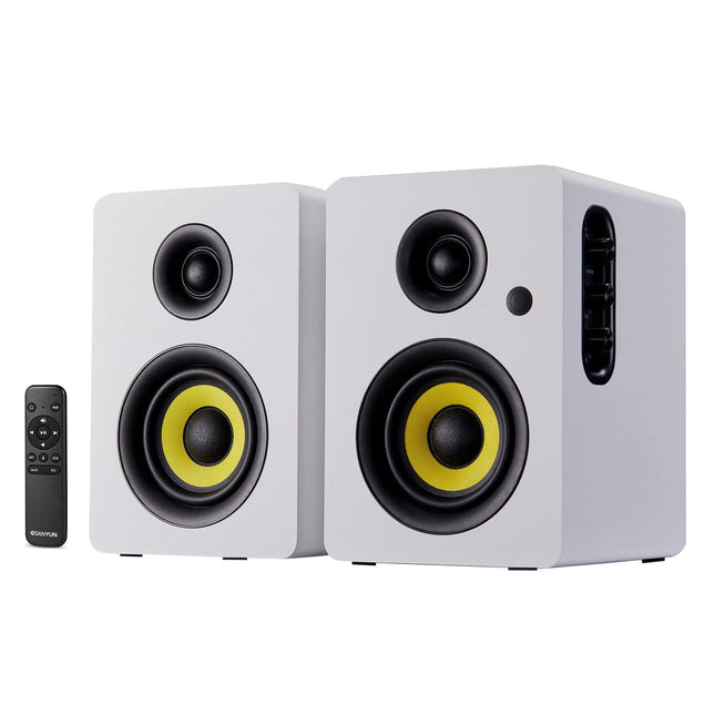 Sanyun SW206 80W kaherežiimiline riiulikõlar - stuudiomonitori ja HiFi režiimiga - 4-tolline süsinikkiust kõlar - 25-tuumaline siidfooliumist kõrgsageduskõlar - optiline koaksiaalühendus TRS Aux Bluetooth 5.0 - valge