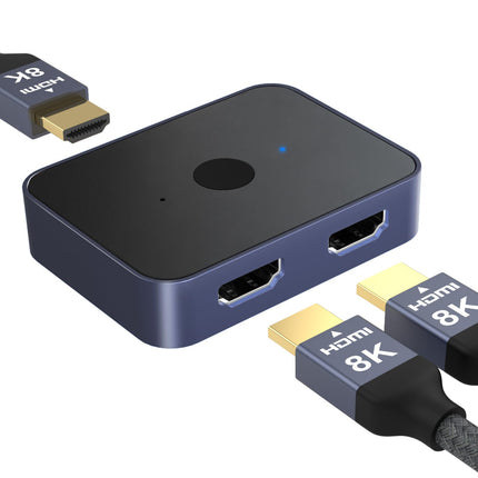HDMI-lüliti 8K@60Hz 4K@120Hz, lüliti 2 sisendit 1 väljund, HDMI 2.1 lüliti toetab 8K@60Hz, HDCP 2.2/2.3, 48Gbps, 3D, HDR, HDTV/monitori/kaasaskantavate konsoolimängude/PS5/Xboxi jaoks
