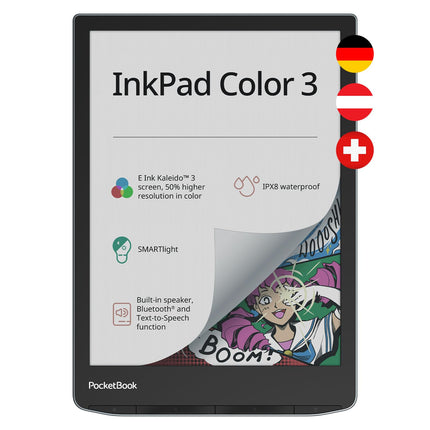 Pocketbook InkPad Color 3 eReader Gray 8" 32 GB Memory Bluetooth Water Protection