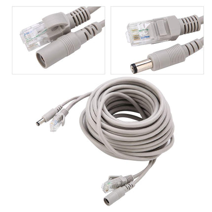 5M/10M/15M/20M CCTV Cable, AHD Video Power Cable for CCTV Security Camera Surveillance System, Cat Cable for IP Cameras NVR System 10 Mbps/100 Mbps (Color White)(10M)