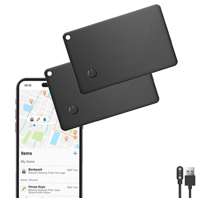 Ucani rahakoti jälgimiskaart 2 tk pakis, laetav rahakotiotsija, Find My (ainult iOS), rahakoti-telefoni jälgija, IP67 veekindel, pagasisiltide, kohvrite, telefonide esemete sorteerija (2 tk pakis)