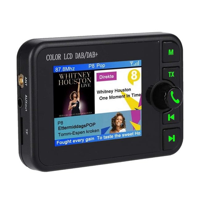 DAB Car Radio Adapter, 2.4 inch Color LCD Portable Car Radio DAB with Bluetooth Handsfree System, DAB Digital Radio Tuner Car DAB Radio 170-240MHz with M Transmitter Antenna