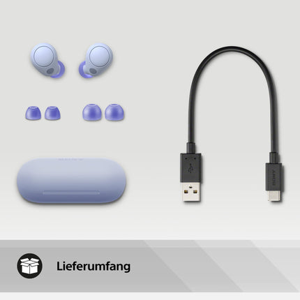 Sony WF-C700N juhtmevabad Bluetooth-mürasummutavad kõrvaklapid (väikesed ja kerged kõrvaklapid Bluetooth-mitmepunktilise ühendusega, IPX4, kuni 20-tunnine aku tööiga, kiirlaadimine, iOS ja Android) lavendel