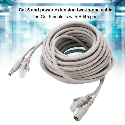 5M/10M/15M/20M CCTV Cable, AHD Video Power Cable for CCTV Security Camera Surveillance System, Cat Cable for IP Cameras NVR System 10 Mbps/100 Mbps (Color White)(10M)