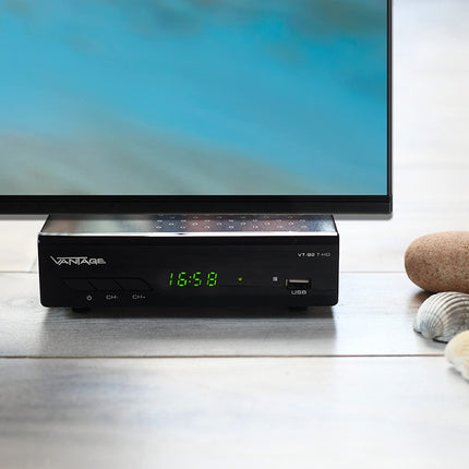 Vantage VT-92 T-HD vastuvõtja (DVB T2, HEVC, ekraan, USB, HDMI, SCART, meediapleier) must