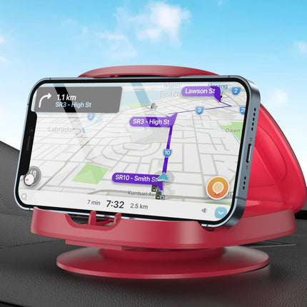 Car Phone Holder, 360° Rotatable Car Phone Holder, Dashboard Car Phone Holder with Adhesive Base, Car Phone Holder for iPhone 16/15/14/13/12 Pro Max/XR/, Samsung Galaxy, Smartphone (Red)