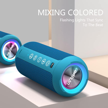 Ortizan Bluetooth Speaker, Bluetooth Box with LED Light, Portable Mini Music Box with Hands-Free Function, IPX7 Water Protection and 360° Surround Sound, Wireless Outdoor Speaker with AUX, TF