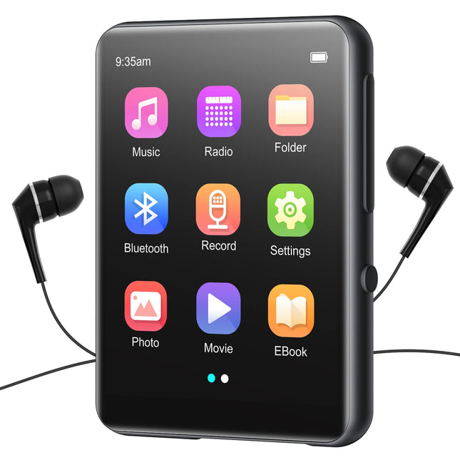 64GB MP3 Player Bluetooth 5.3, HiFi Lossless Sound Music Player with Speaker, Voice Recorder, FM Radio, 2.4 Inch Full Touchscreen Metal MP3 Body, Supports up to 128GB
