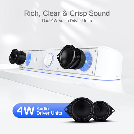 Redragon GS560 Adiemus RGB Desktop Soundbar, 2.0-Channel Computer Speaker with Dynamic Light Bar, Audio Light Sync/Display, Touch Control Backlight with Volume Control, USB Cable