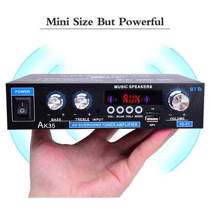 WOOPKER AK35 HiFi võimendi, Bluetooth 5.0 minivõimendi HiFi stereo kodukino stereo AV-vastuvõtja kõrgete ja basssagedustega USB/RCA/MIC/FM-iga