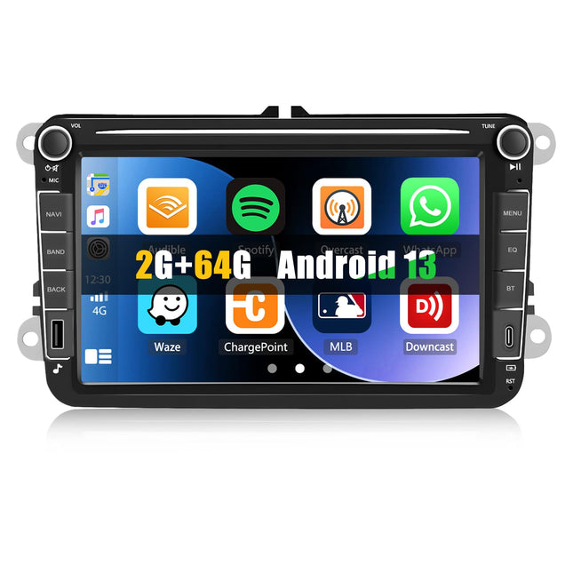 [2+64G] CAMECHO Android 13 autoraadio VW Golf 5, Golf 6, Skoda Polo, Passat Tiguan Touranile koos Carplay/Android Auto/Mirrorlinkiga, 8-tolline mahtuvuslik puuteekraan WiFi, GPS, FM, Bluetooth
