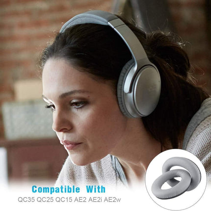 QC35 Ear Pads QC35 ii Ear Pads Replacement Ear Pads for Bose QuietComfort 35/35ii/25/15, QC2 AE2/AE2i/AE2w, SoundLink/SoundTrue Around-Ear Headphones, with Premium Memory Foam &amp; Protein Leather (Gray)