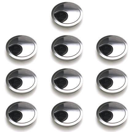 sossai® kaabliläbiviik/kaabliväljund/lauakanal harjaga laudadele, kontoritele ja töötasapindadele | 10 tükki | KDM1-CH | Disain: kroom | Läbimõõt: 60 mm | Materjal: metall