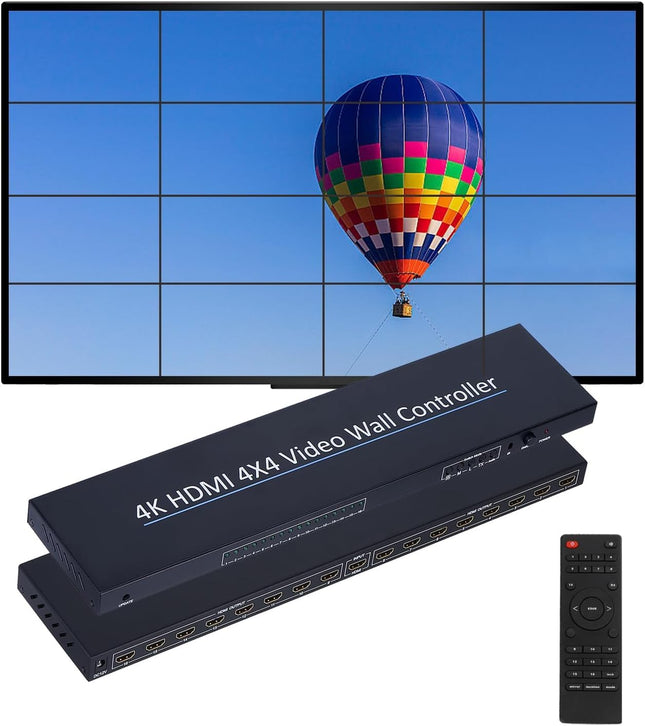 Videoseina kontroller 4x4 4K videoseina kontroller 24 liitmisrežiimiga RS232, 180° pööramine, heli ekstraktor HD multimeediumiliides videoliitija toetab 1 sisendit ja 16 väljundit