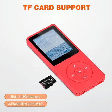 MP3-mängija, MP3/MP4 digitaalne muusikapleier, Lychee Upgrade 8 GB kaasaskantav HiFi heliga muusikapleier muusika/video/häälesalvestuse/FM-raadio/e-raamatute lugejaga, toetab kuni 64 GB (punane)