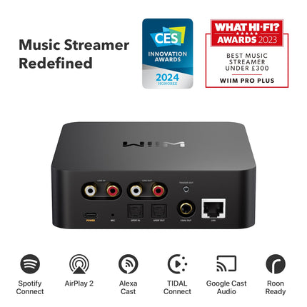 WiiM Pro Plus AirPlay 2 Receiver, Chromecast Audio, Multiroom Streamer with Premium AKM DAC, Voice Remote, Works with Alexa/Siri/Google, Streams Hi-Res Audio from Spotify, Amazon Music, Tidal