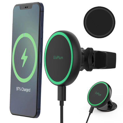Gloplumiga ühilduv 15W laadija Magsafe autokinnitus, juhtmevaba magnetiline autotelefonihoidik, juhtmevaba autolaadija autolaadimisjaam telefonihoidik telefonidele 13/13 Pro/13 mini/13 Pro/12/12 Pro