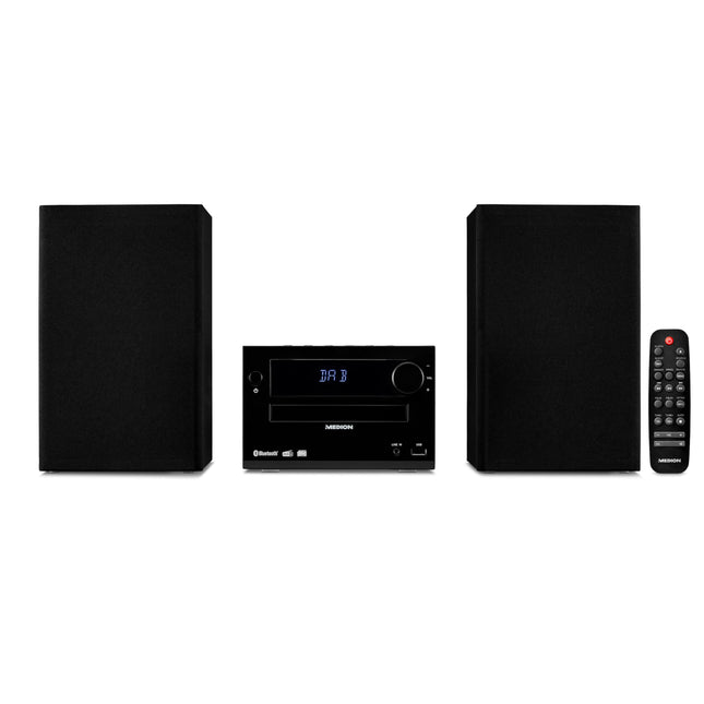 MEDION E64482 mikroaudiosüsteem kompaktne süsteem (DAB+, CD-mängija, PLL FM-raadio, Bluetooth, MP3-mängija, AUX, kõrvaklapipesa, USB, unetaimer, hämardatav ekraan) must