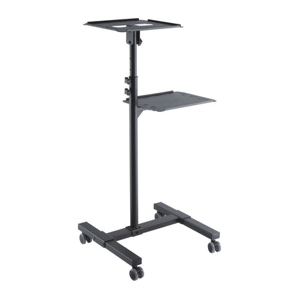 PureMounts PM-PCART-10 - Kallutatav projektorikäru / projektsioonilaud projektoritele, paindlikult reguleeritav (950 mm kuni 1450 mm), lukustatavad rattad, kandevõime 10 kg, must värv