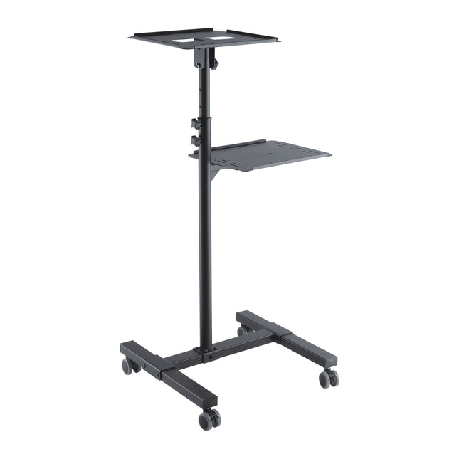 PureMounts PM-PCART-10 - Kallutatav projektorikäru / projektsioonilaud projektoritele, paindlikult reguleeritav (950 mm kuni 1450 mm), lukustatavad rattad, kandevõime 10 kg, must värv