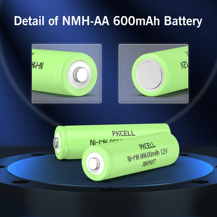 PKCELL AA laetavad patareid NIMH 1.2V 600mAh päikeselampidele, mänguasjadele, 20 tk pakis