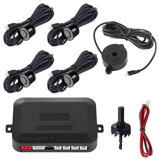 MOCNT Car Parking Aid 4 Rear Sensors Reversing Aid Vehicle Reversing Alarm Parking System Parking Sensors Reversing Parking Aid Reversing Radar System Buzzer Alarm Warning Black