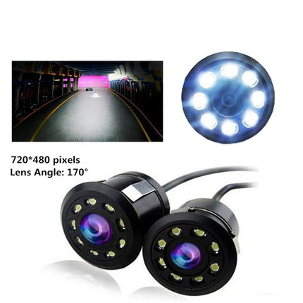 Auto tahavaatekaamera 18,5 mm veekindel tahavaatekaamera 8 LED-iga, öise nägemisega, 170° lainurkkaamera, universaalne kaamera, autokaamera autodele, maasturitele, matkaautodele, veoautodele, kaubikutele, matkaautodele, pikapidele ja haagistele, must