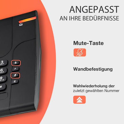 ALCATEL Temporis 180 PRO - Lauatelefon professionaalseks kasutamiseks - Vaigistusnupp - Visuaalne kõneindikaator - Reguleeritav helitugevus - Kordusvalimise nupp - Kontori-/seinakinnitus - Must